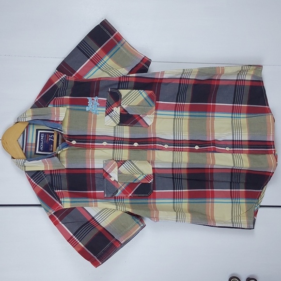 Jack & Jones Men's Blue/Red Plaid Buttondown Pocket Shirt Preppy Acadamia Sz.XXL - Picture 1 of 7